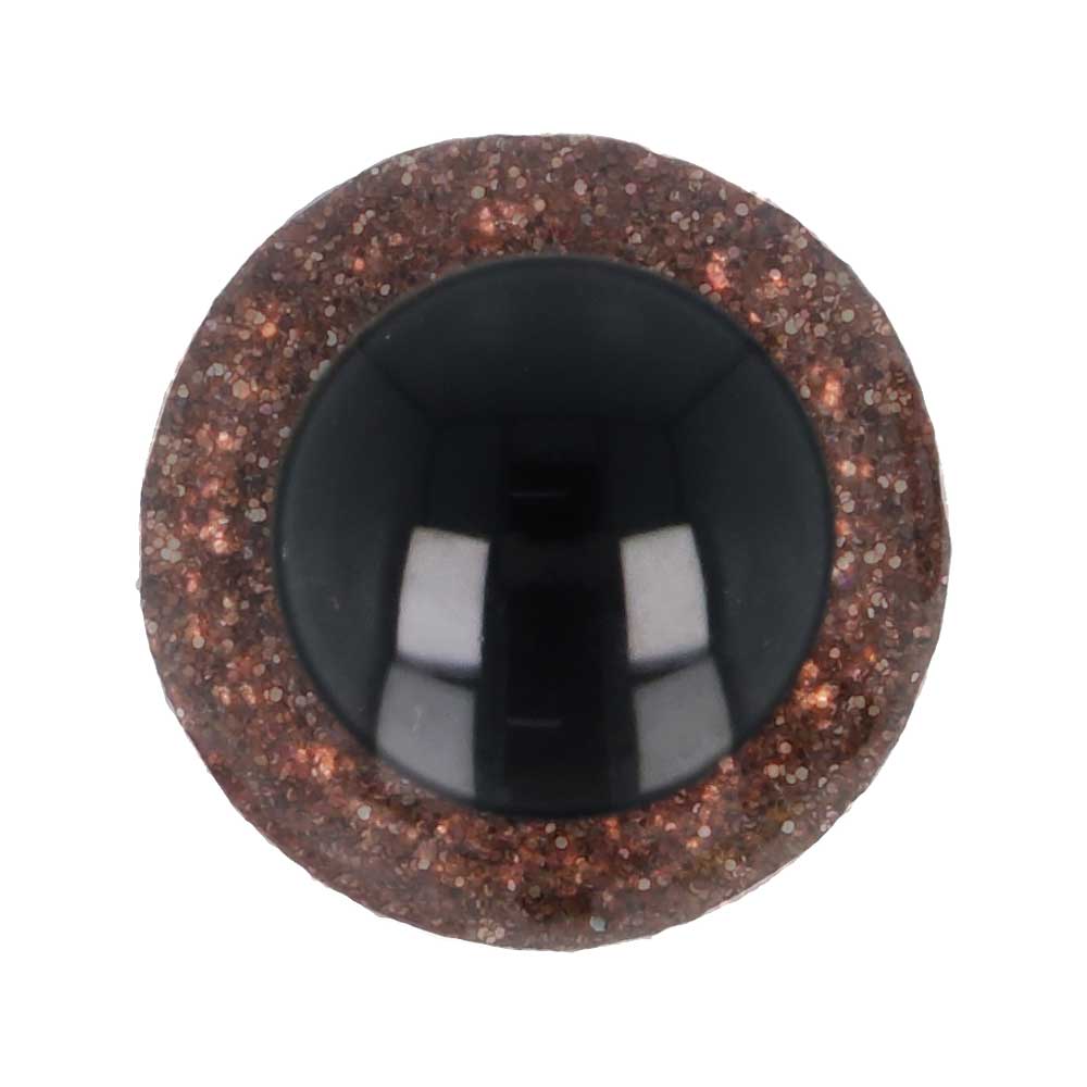 Dierenogen 18.0mm - Glitter Bruin - 1 paar