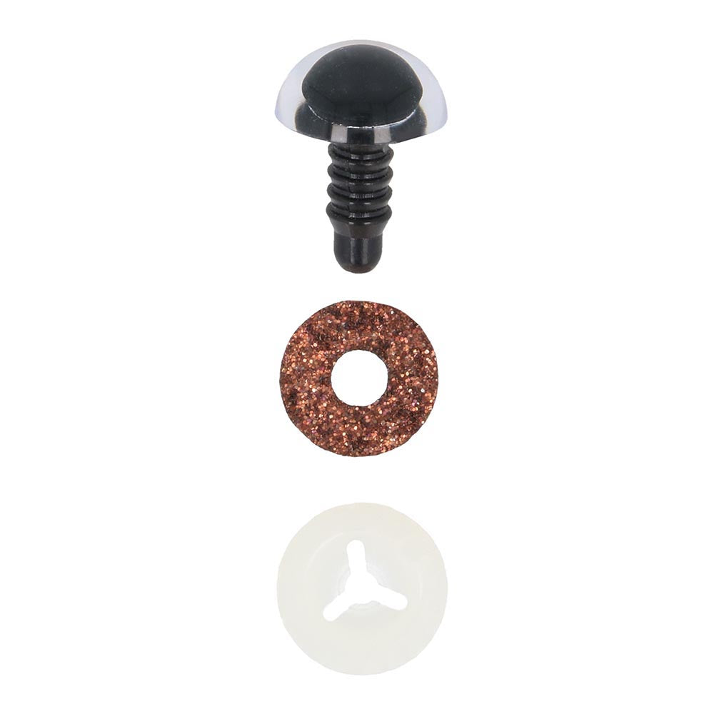 Dierenogen 18.0mm - Glitter Bruin - 1 paar