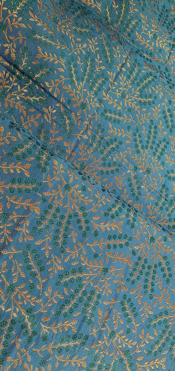 Zijde - Blauw met bloemetjes