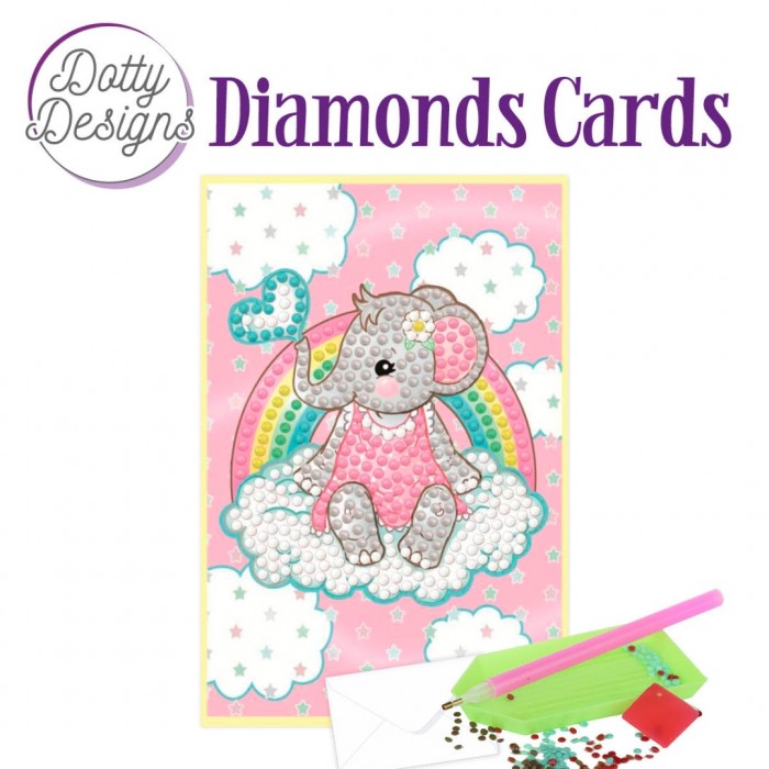 Pink Baby Elephant Diamonds Cards