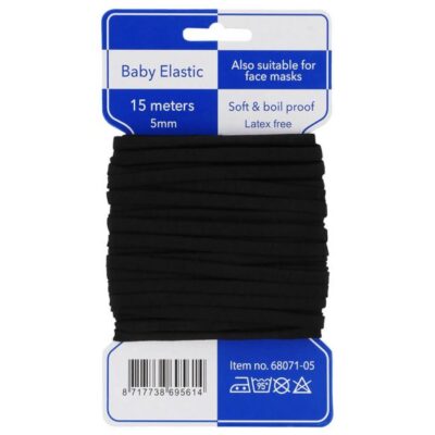 68071-05-1 Mondkapjes elastiek 5mm - 6x15m - kleurcode 71-05 - zwart