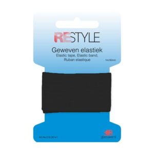 015.20141__000_1265 Restyle Geweven Elastiek - Zwart - 30mm 1mtr - 000