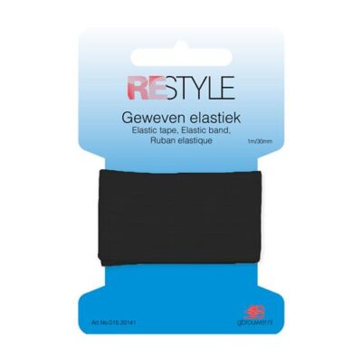 015.20141__000_1265 Restyle Geweven Elastiek - Zwart - 30mm 1mtr - 000