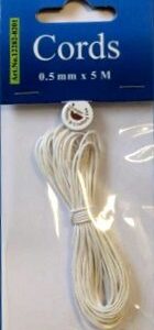33761-8201 Cords - Waxed Katoen Wit - 0,5mm 5 mtr
